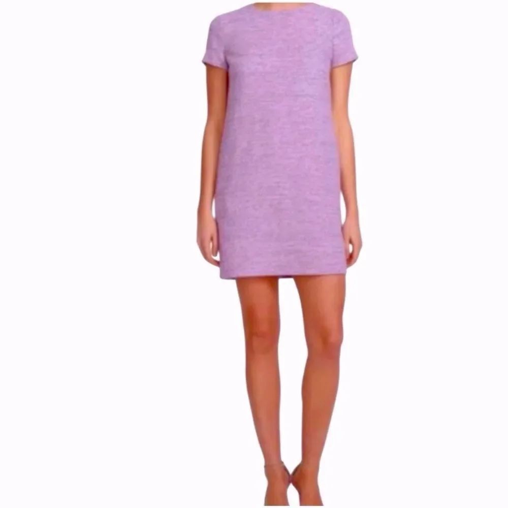 CeCe Purple Lavender Lilac Tweed Midi Sheath Lined Short Sleeve Romantic Dress 8
